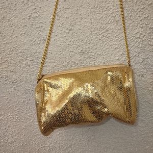 Bath & Body Works Gold Sequin Mini Bag Purse Festive Gift Whimsical Evening